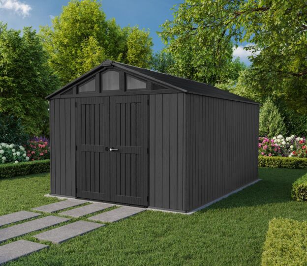10′ x 15′ Keter Stronghold Grey Plastic Garden Shed