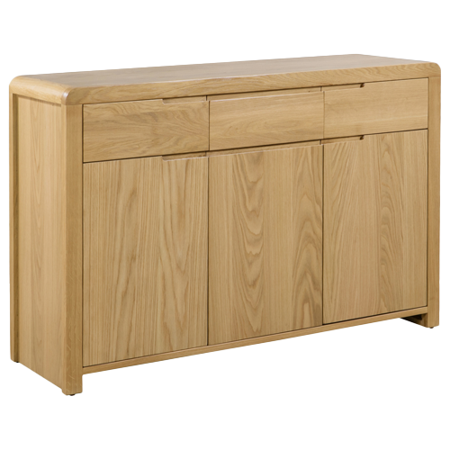 Julian Bowen Curve 3 Drawer 3 Door Oak Sideboard
