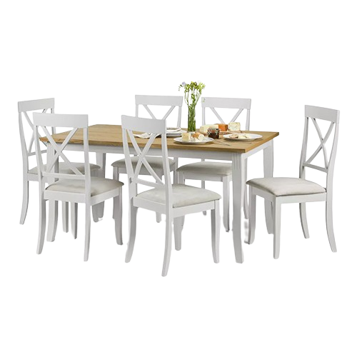 Julian Bowen Davenport 150cm grey and oak dining table with six chairs